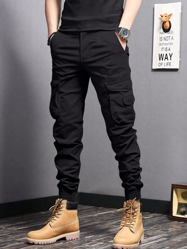 Evy | Sleek Tapered Cargo Trousers With Multi-Pocket Utility Design