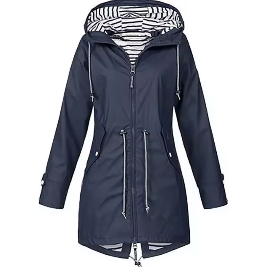 Eliza | Stylish Hooded Waterproof Rain Jacket With Drawstring