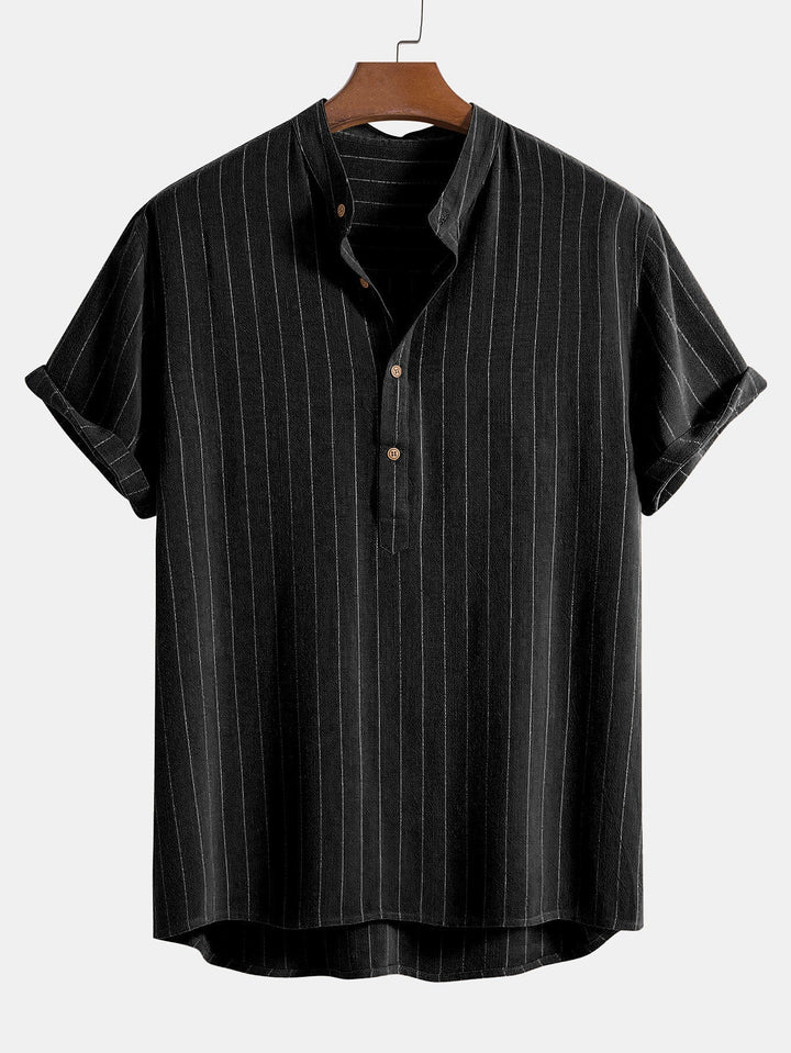 Silas | Elegant Striped Linen Set Men Short Sleeve