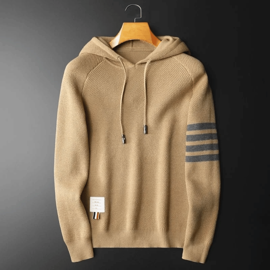 Eloise | Stylish Hooded Knit Sweater With Contrast Stripes