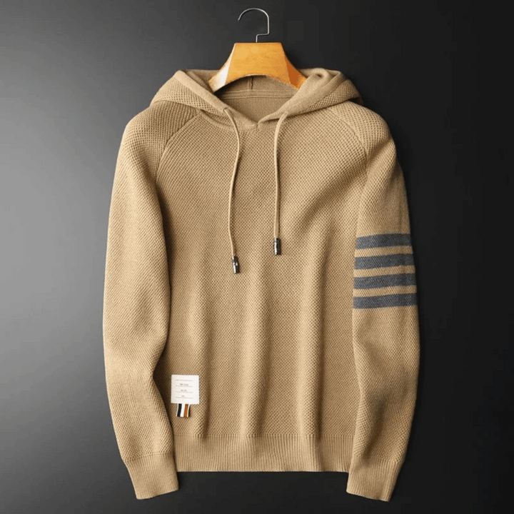 Eloise | Stylish Hooded Knit Sweater With Contrast Stripes