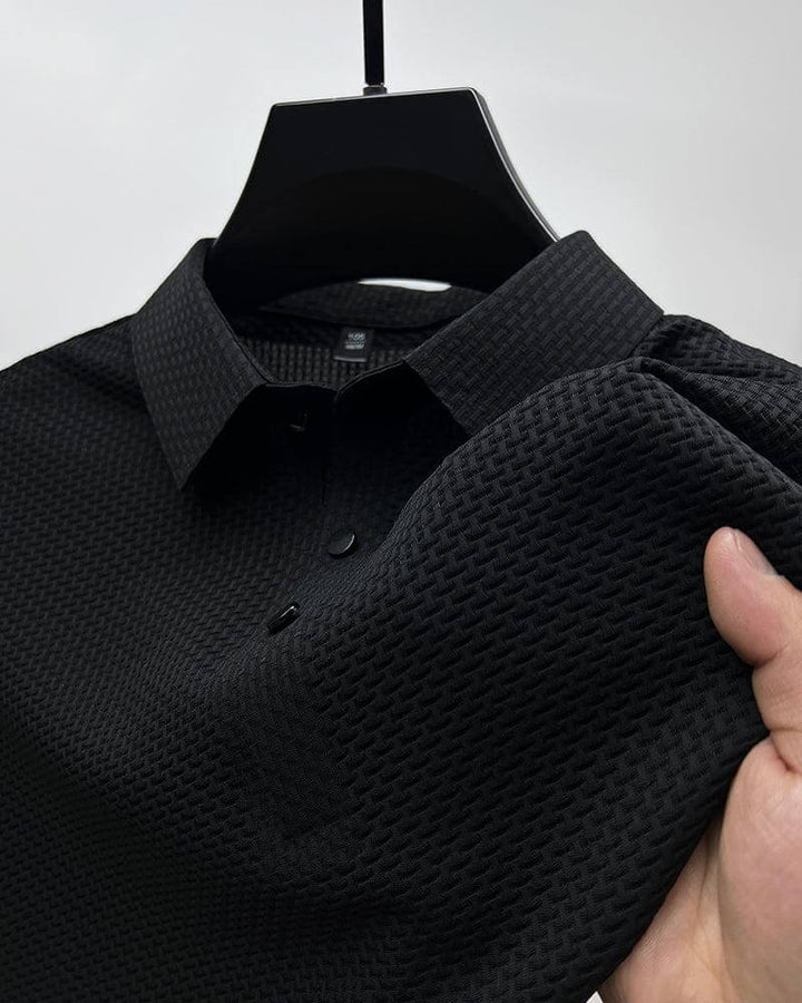 Vivian | Elegant Textured Mesh Polo Shirt For Men