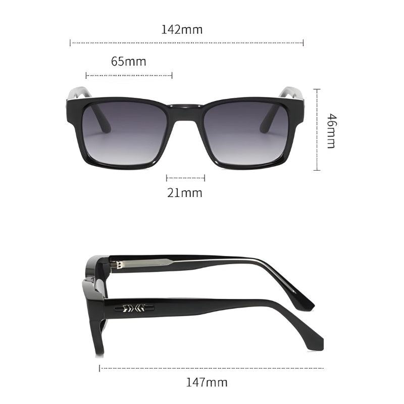 Emerson | Retro Square Frame Sunglasses With Tortoise Arms