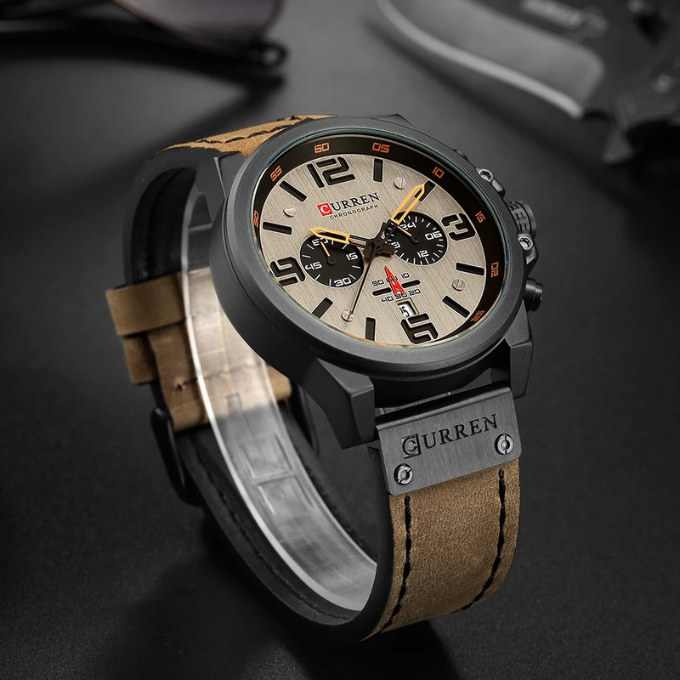 Hudson | Sleek Chronograph Men's Watch With Brown Leather Strap