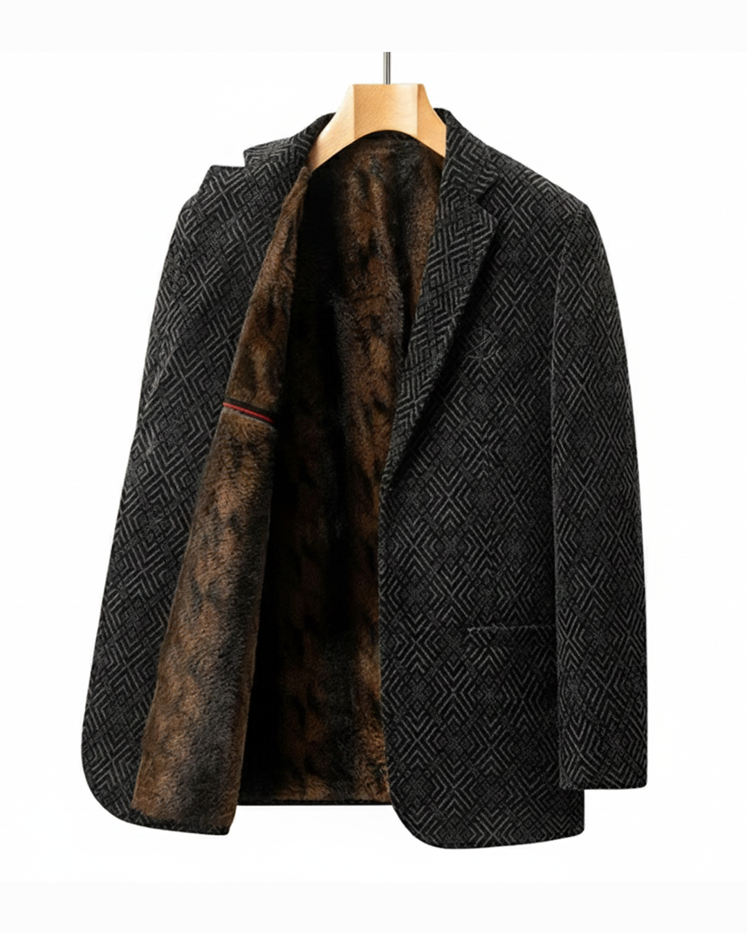 Marcus | Stylish Textured Wool Blazer With Faux Fur Lining