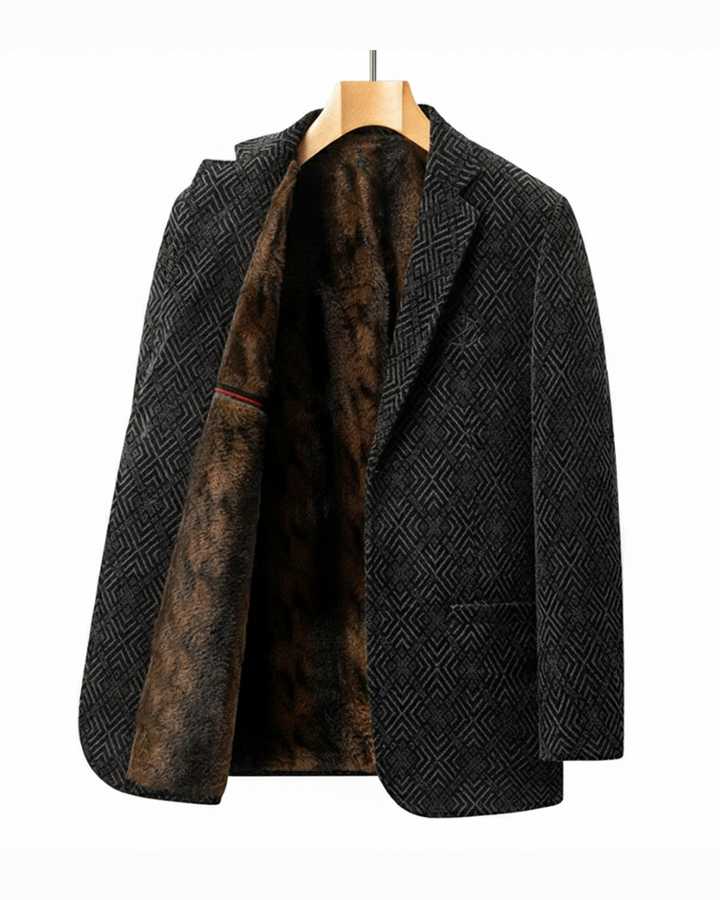 Marcus | Stylish Textured Wool Blazer With Faux Fur Lining