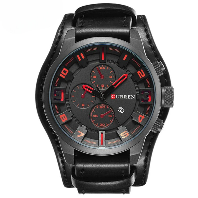 Phoenix | Sleek Brown Leather Chronograph Watch With 3D Markers
