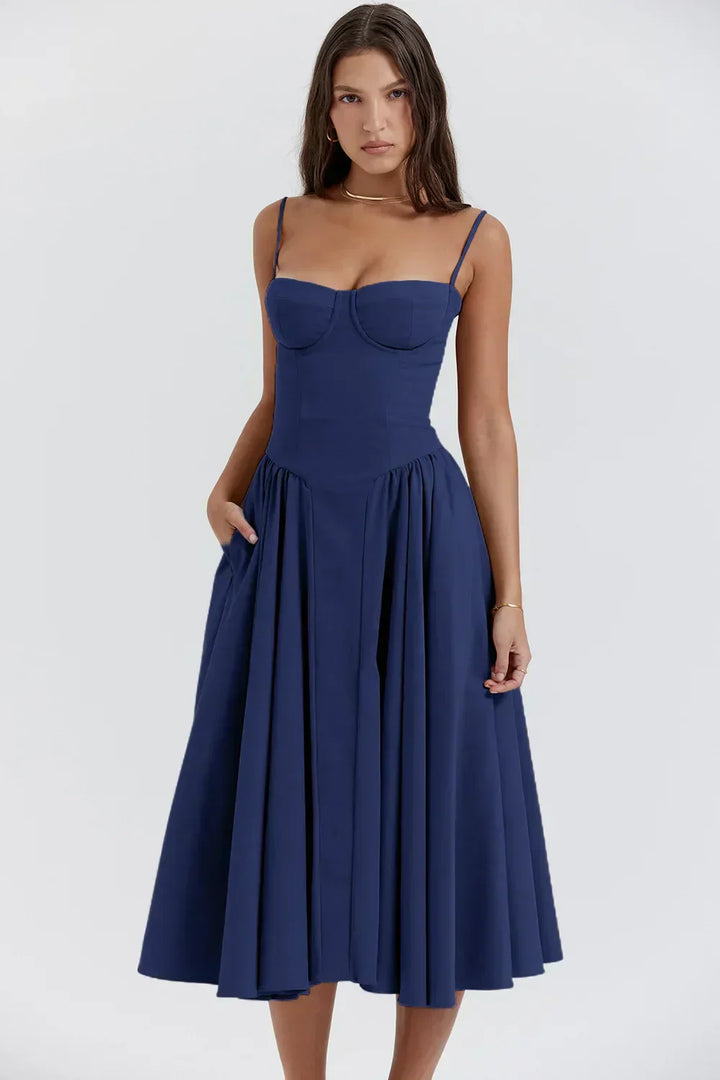Clara | Elegant Structured Bustier Midi Dress