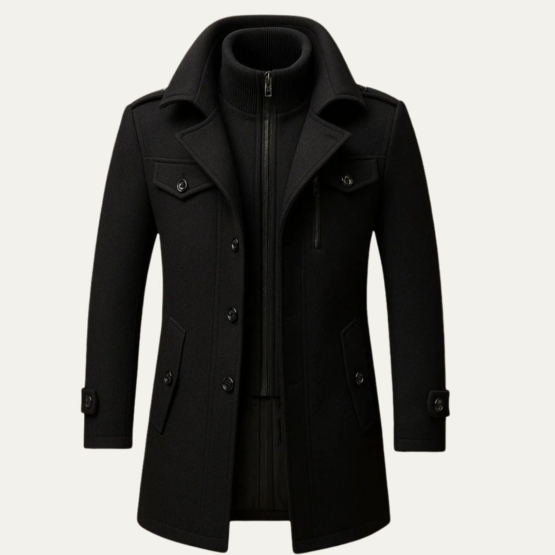 Fiona | Elegant Double-Breasted Wool Coat With Structured Collar