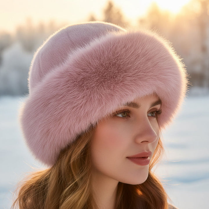Penelope | Chic Pink Faux Fur Winter Bucket Hat