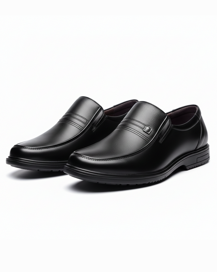 Maxwell | Sleek Black Leather Slip-On Loafers For Men