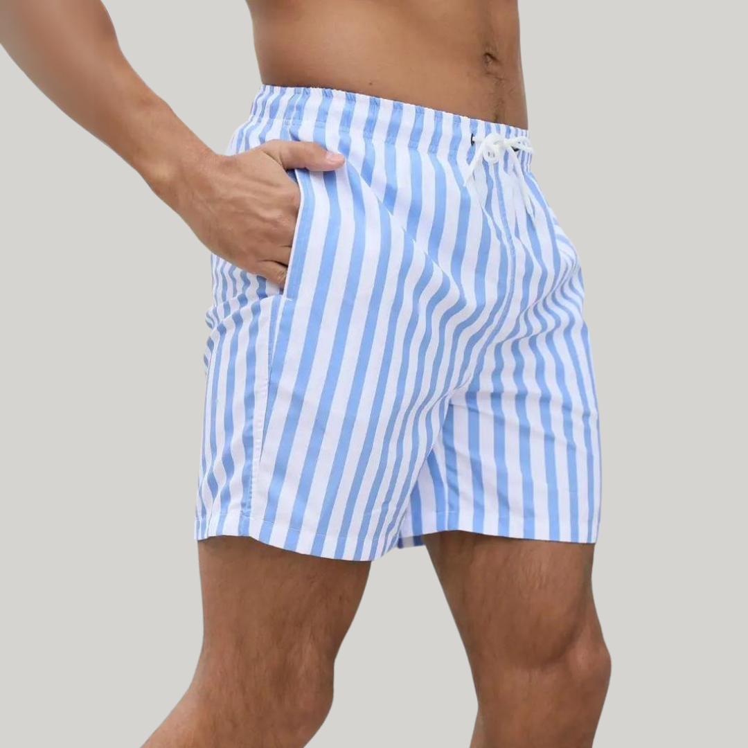 Serena | Stylish Blue Striped Drawstring Swim Shorts