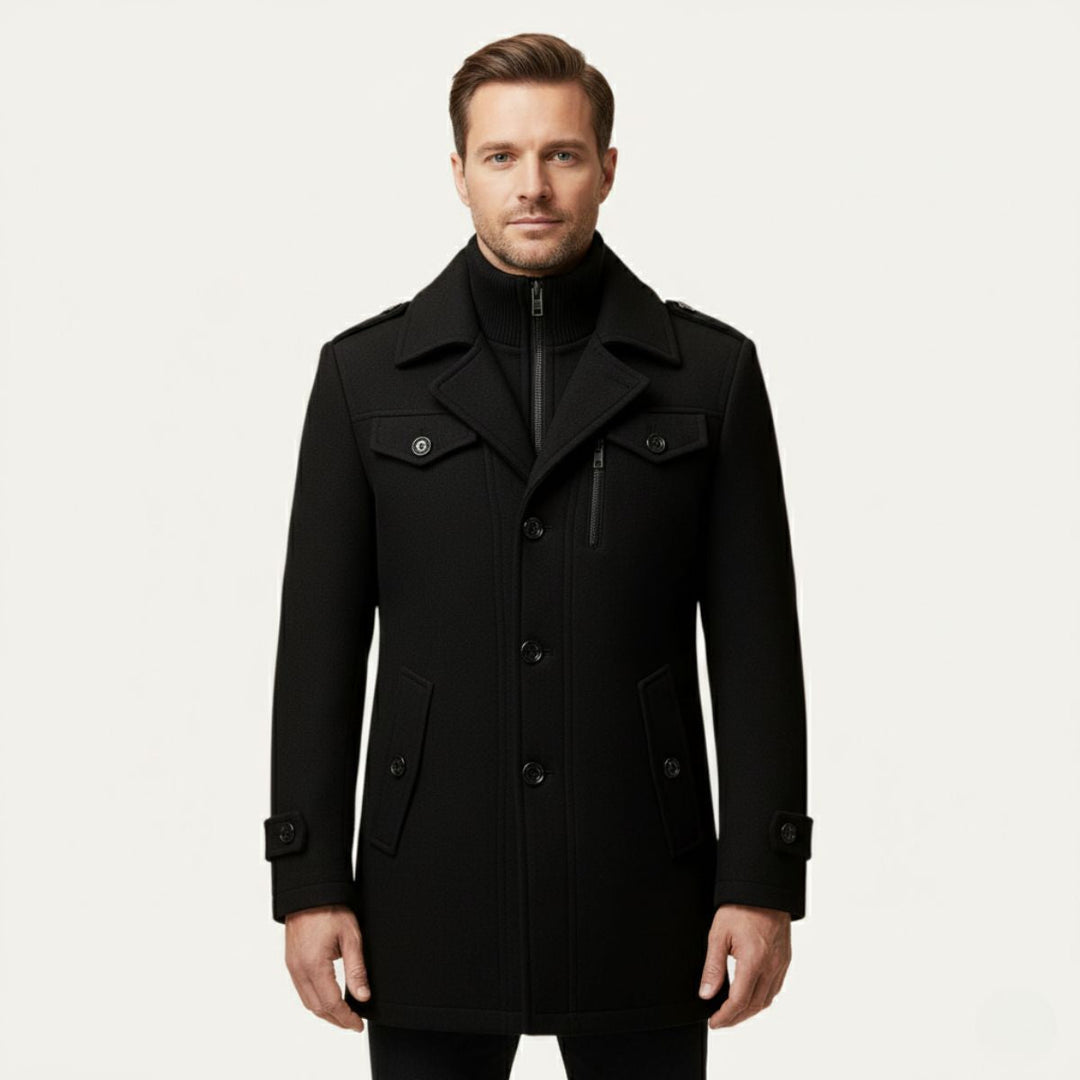 Fiona | Elegant Double-Breasted Wool Coat With Structured Collar
