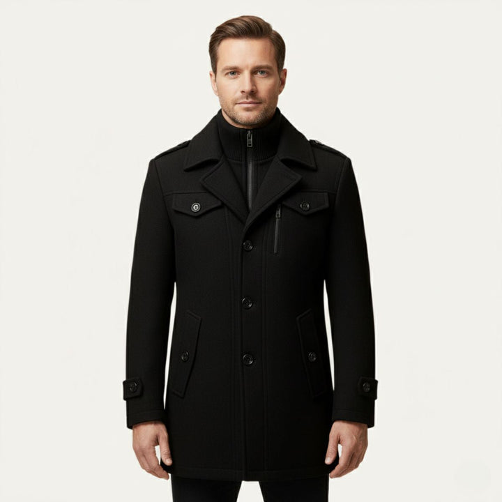 Fiona | Elegant Double-Breasted Wool Coat With Structured Collar