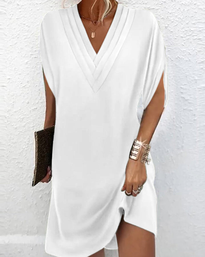 Margot | Elegant V-Neck Wrap Dress With Split Sleeves