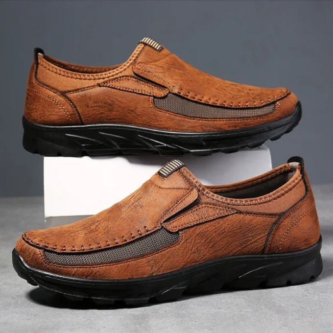 Aspen | Stylish Brown Leather Slip-On Loafers For Men