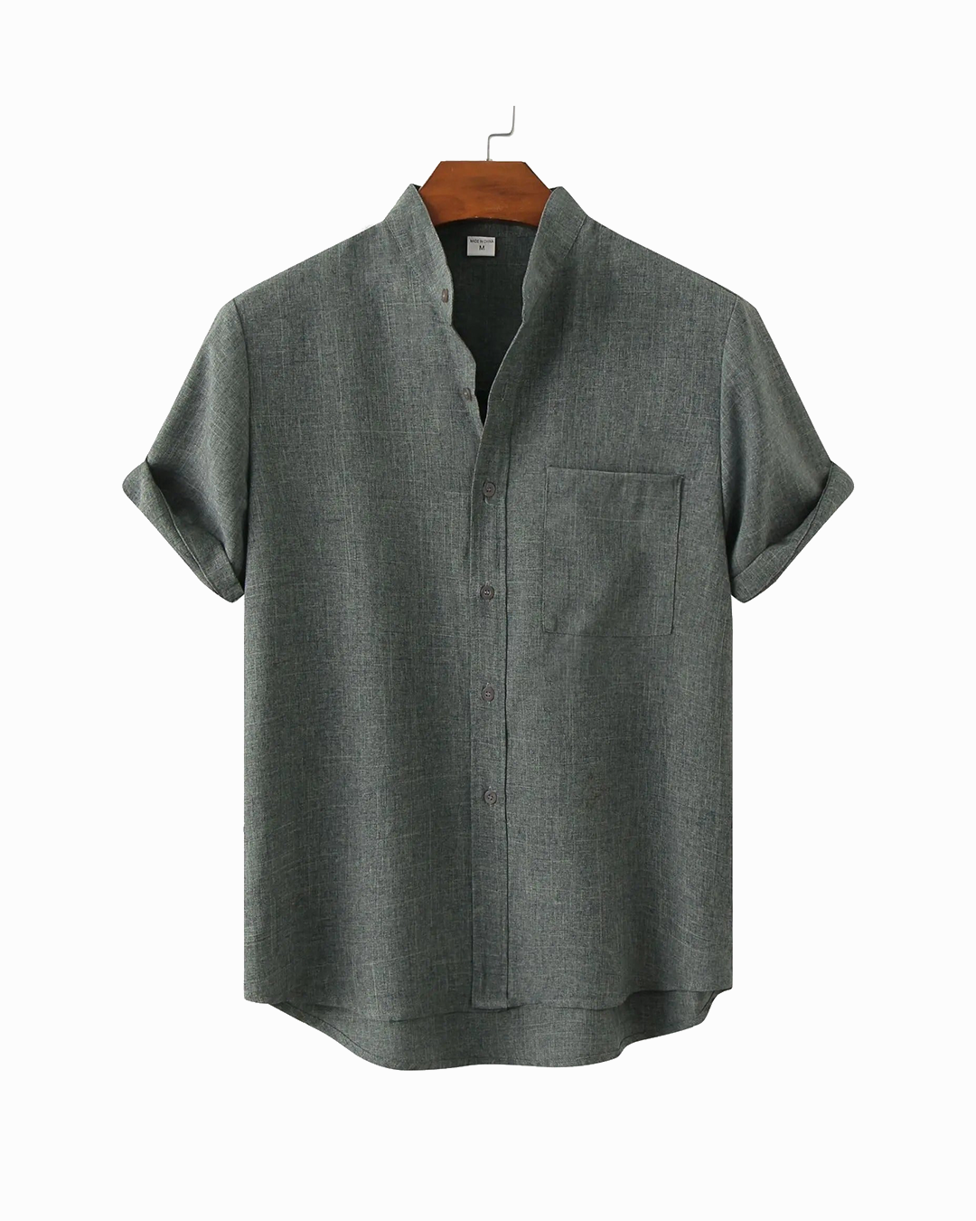 Tobias | Stylish Cotton-Linen Short Sleeve Mandarin Collar Shirt