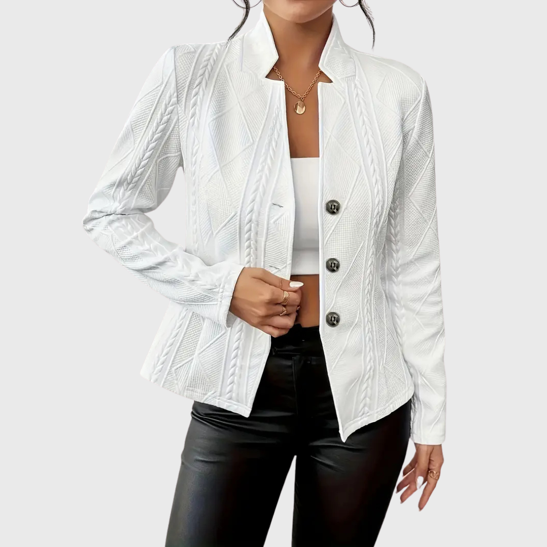 Paloma | Elegant Textured Cable-Knit Blazer With Button Detail
