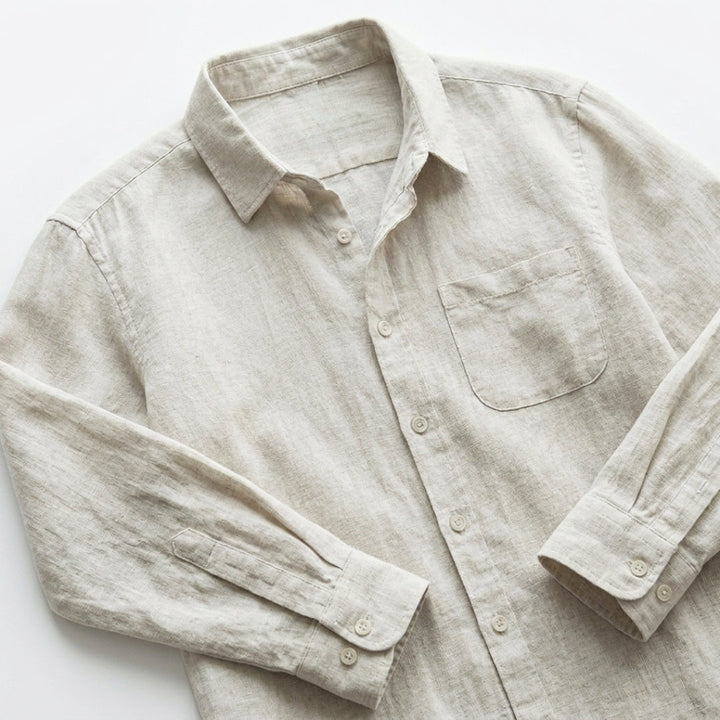 Cannes | Classic Long Sleeve Button Up Linen Shirt Men