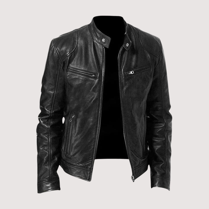 Clayton | Sleek Genuine Leather Moto Jacket Men - Black