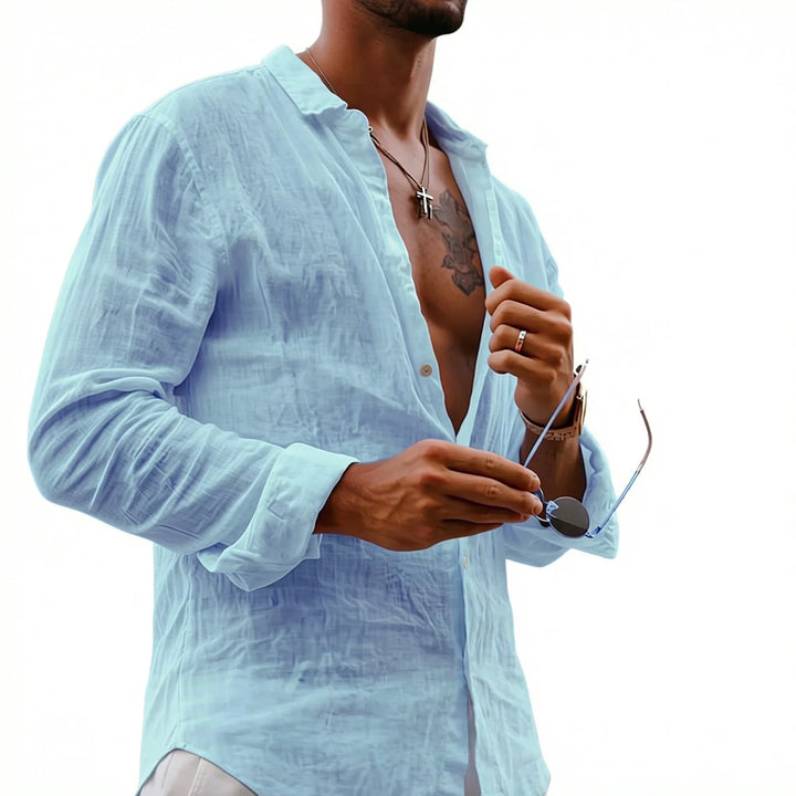 Margot | Elegant White Button-Up Linen Shirt Men's Summer Style