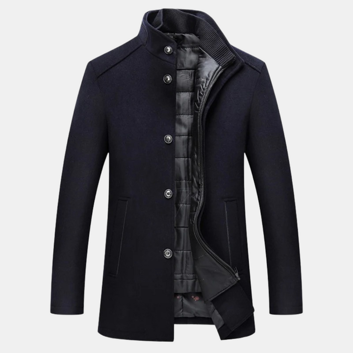Tilly | Elegant Stand Collar Wool Coat With Quilted Lining