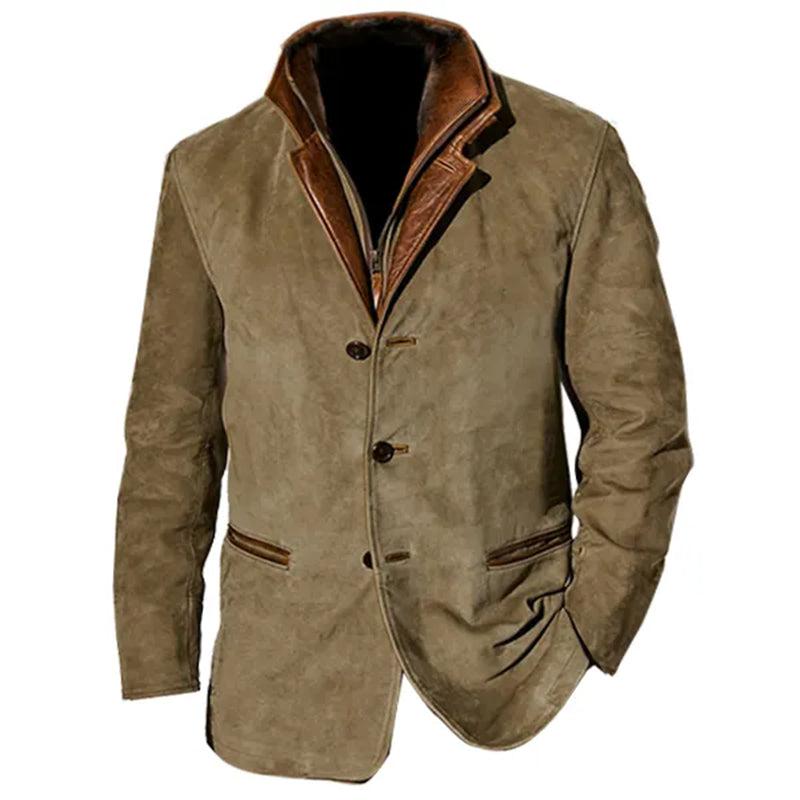 Rosanna | Stylish Men's Suede Blazer With Leather Trim Details