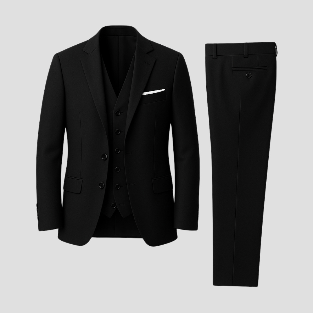 Men's Three-Piece Formal Suit With Slim Fit Design And Waistcoat