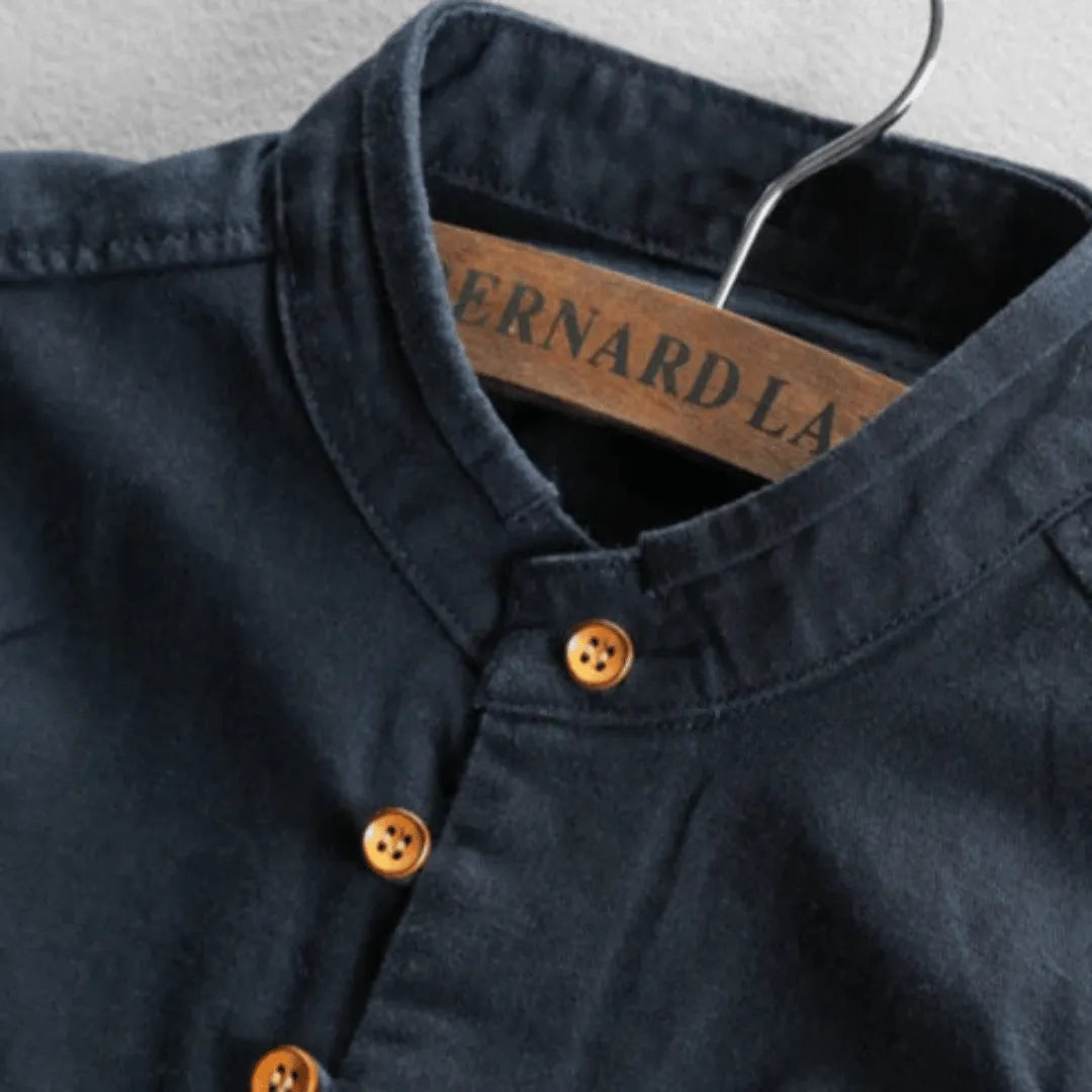 Margot | Stylish Japanese Mandarin Collar Long Sleeve Linen Shirt