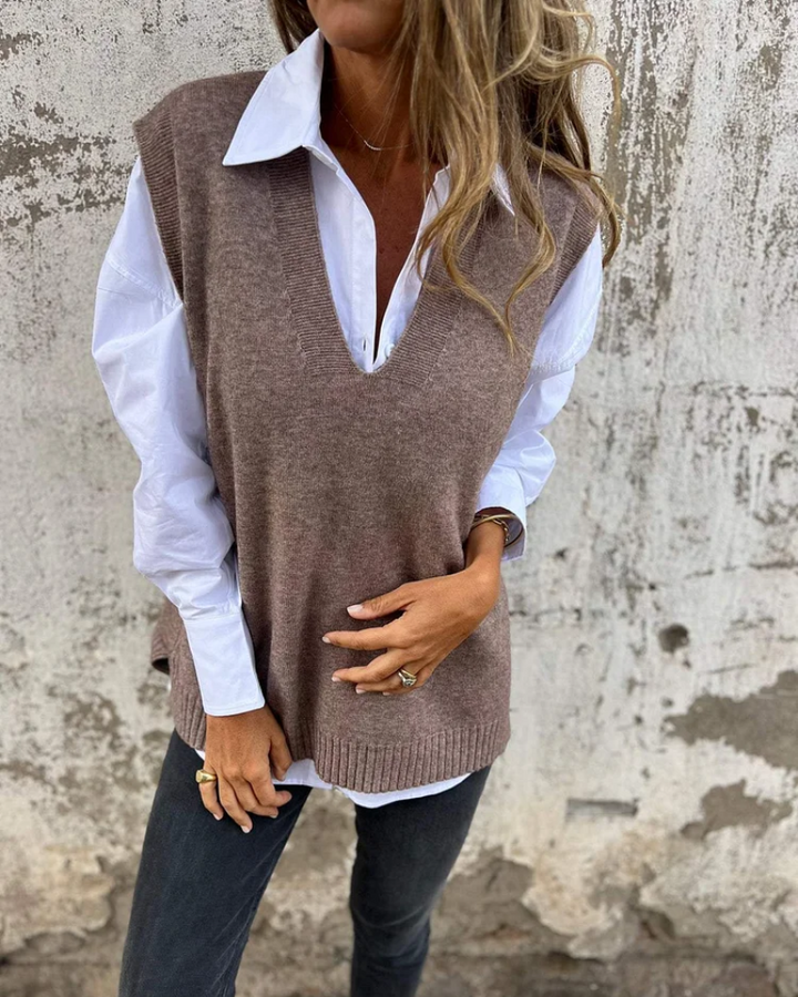 Eloise | Elegant V-Neck Sleeveless Knit Sweater Vest
