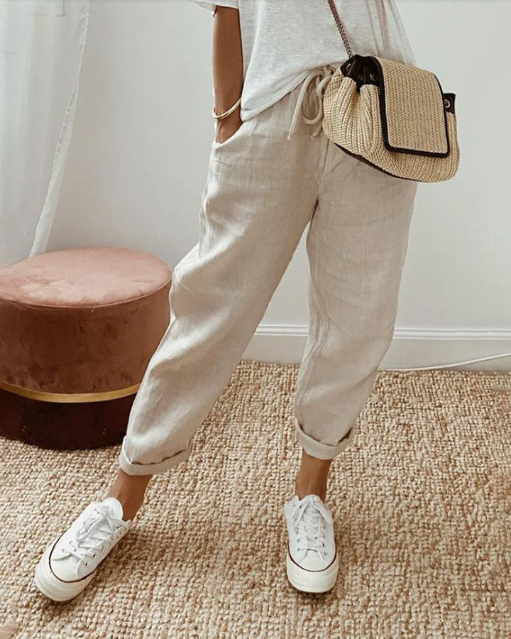 Cordelia | Effortless Drawstring Cotton Pants Women - Relaxed Fit