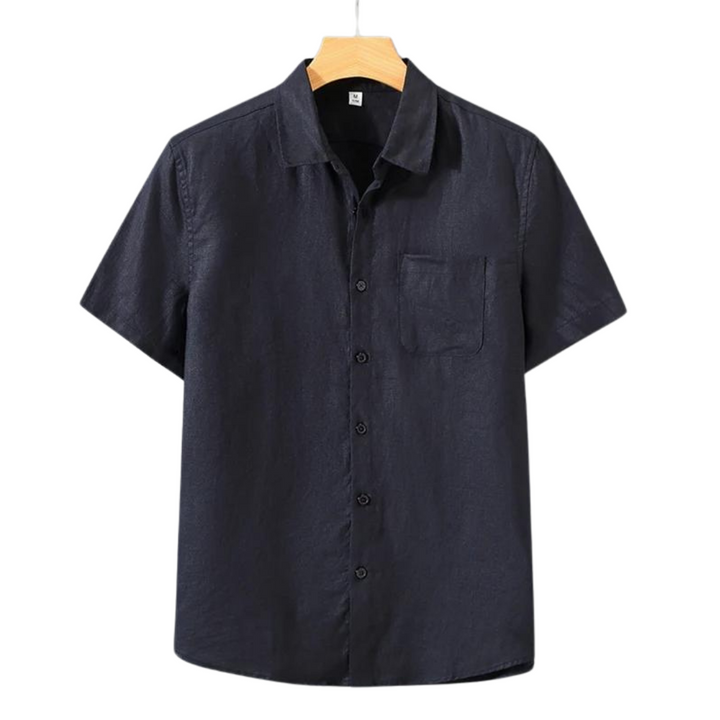 Helsinki | Elegant Short Sleeve Linen Button Up Shirt Men
