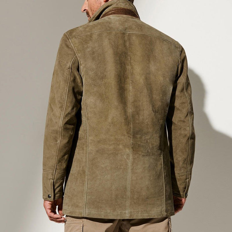 Rosanna | Stylish Men's Suede Blazer With Leather Trim Details