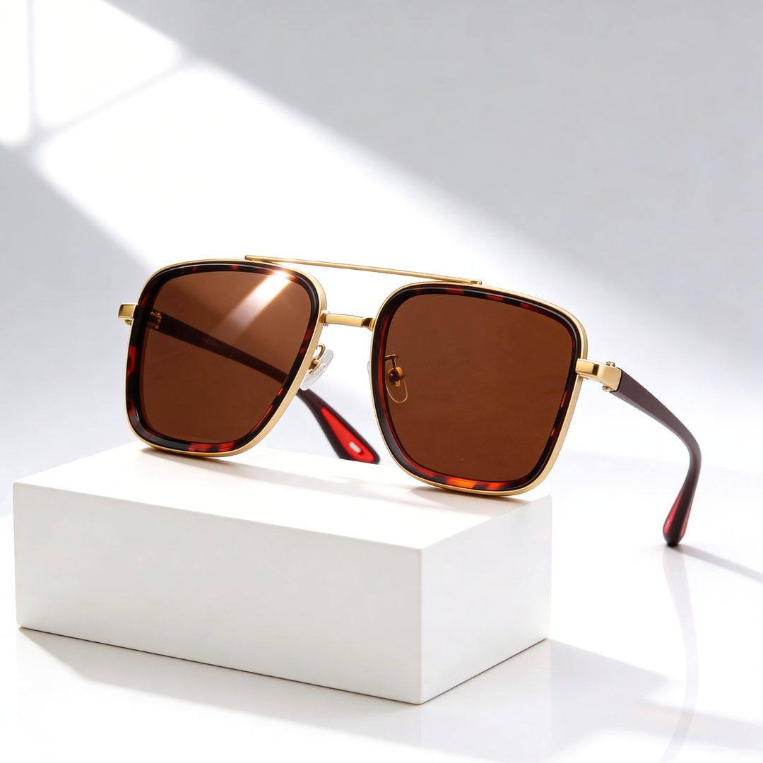 Hannah | Sleek Vintage Square Metal Frame Sunglasses