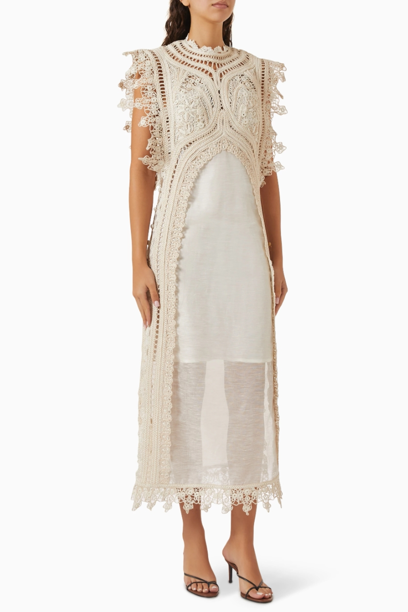 Cordelia | Elegant Lace High Neck Maxi Dress
