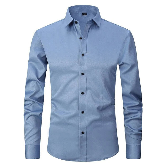 Declan | Sleek White Button-Up Long Sleeve Dress Shirt