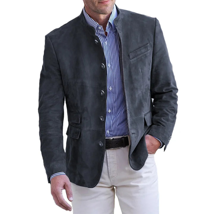Stella | Elegant Suede Blazer With Classic Collar And Button Front