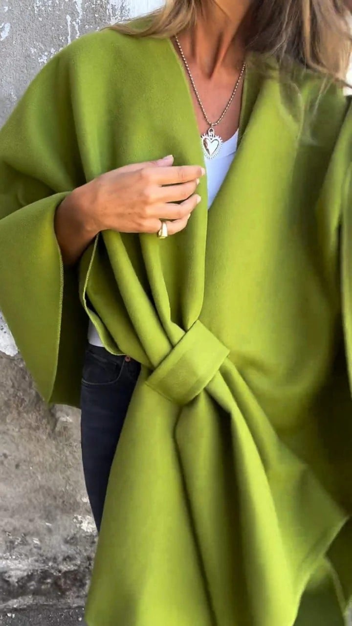 Freya | Elegant V-Neck Cape Jacket With Wrap Silhouette