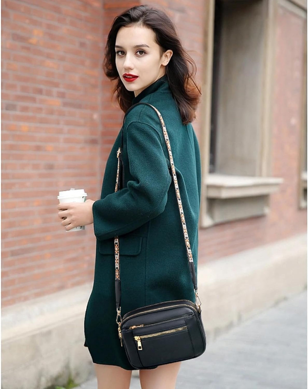Phoebe | Elegant White Leather Crossbody Bag With Embroidered Strap
