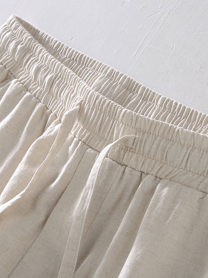 Marlborough | Elegant Short Sleeve Linen Shirt And Shorts Set Men