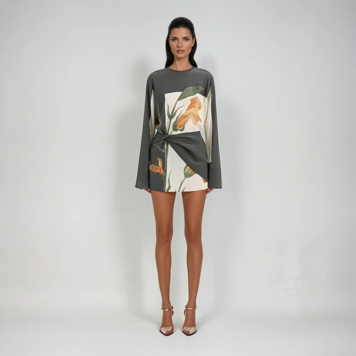 Eliza | Elegant Floral Mini Dress With Bell Sleeves