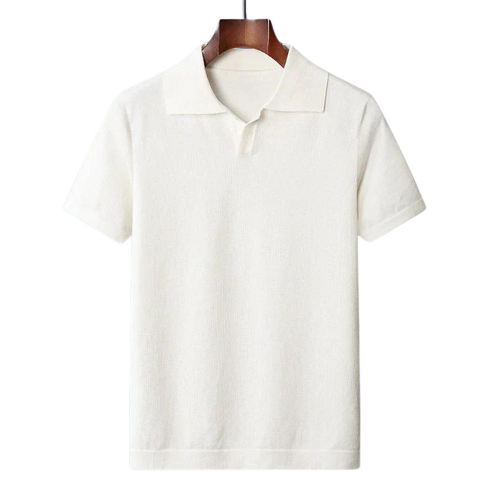 Tuscany | Classic Cotton Johnny Collar Polo Shirt Men - Cream