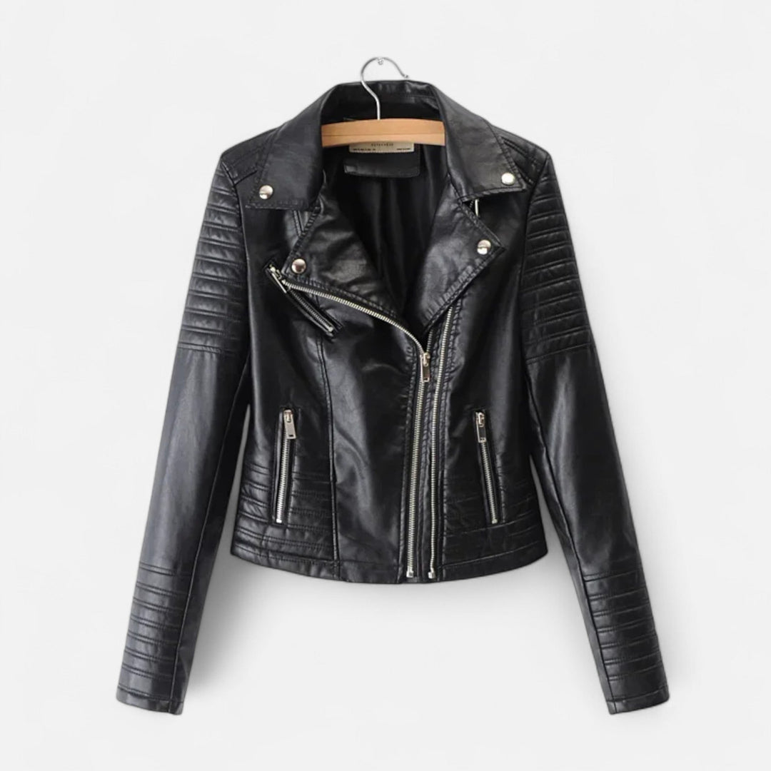 Eva | Chic Quilted Sleeve Moto Leather Jacket