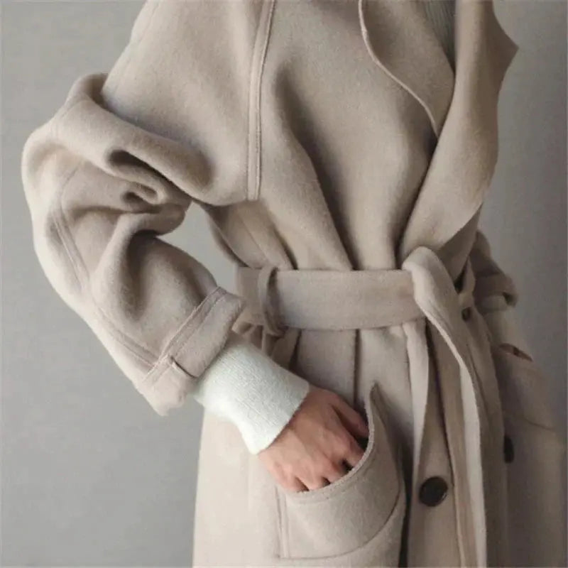 Jade | Elegant Double Breasted Long Wool Coat Women