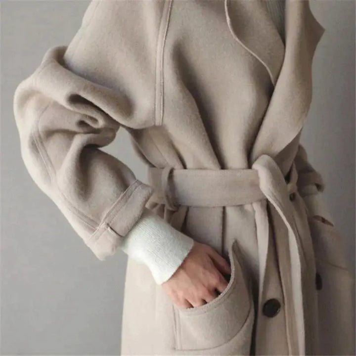 Jade | Elegant Double Breasted Long Wool Coat Women