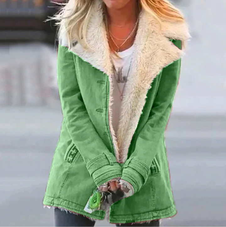 Vivienne | Chic Sherpa-Lined Long Winter Coat With Wrap Silhouette