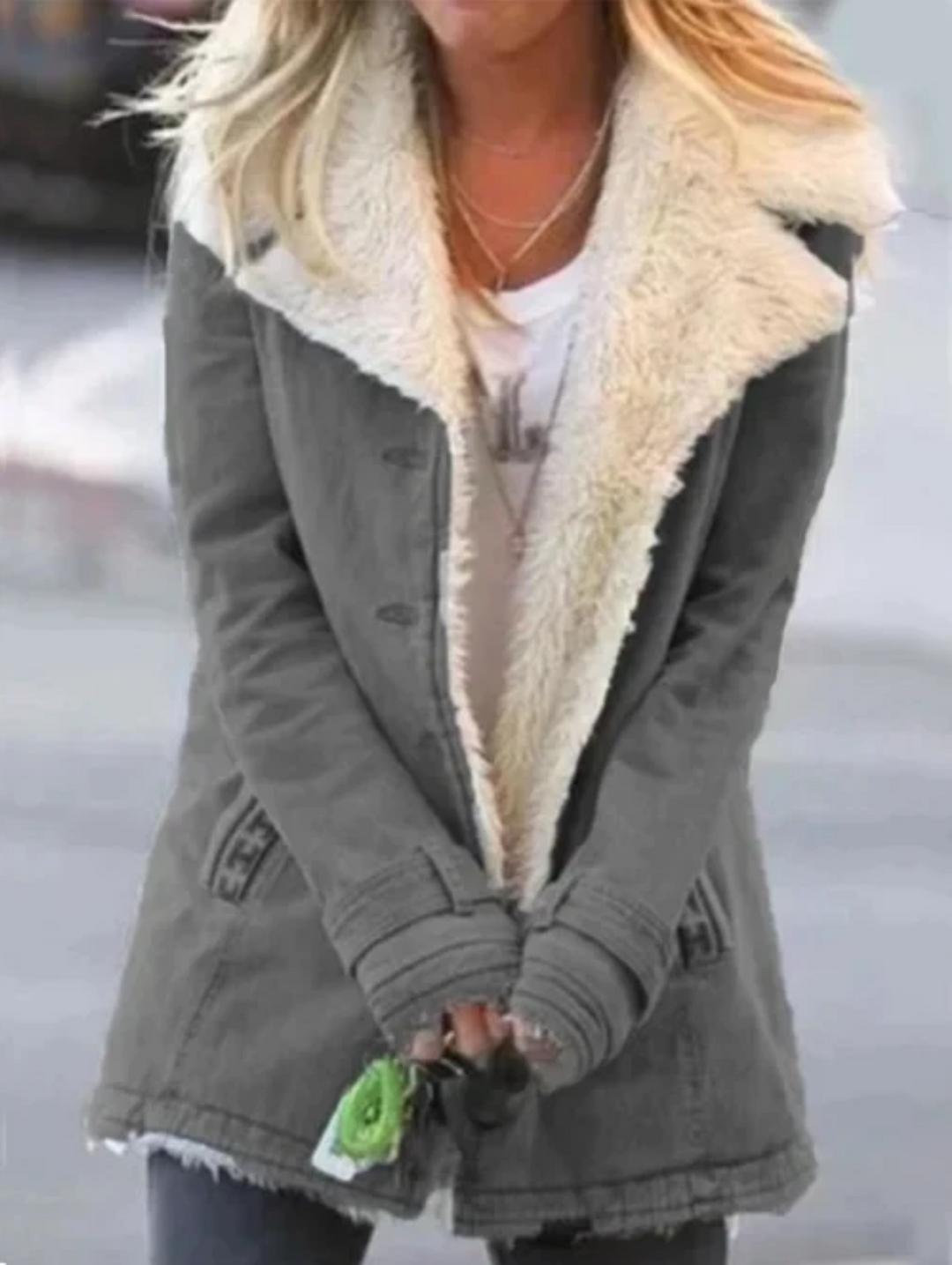 Nora | Chic Sherpa Collar Long Sleeve Winter Coat