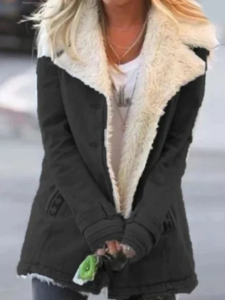 Nora | Chic Sherpa Collar Long Sleeve Winter Coat