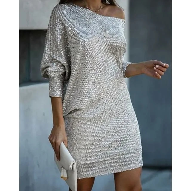 Felicity | Elegant Off-Shoulder Sequin Mini Party Dress