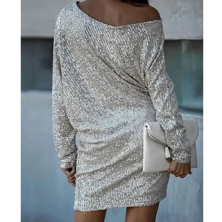 Celeste | Elegant Off-Shoulder Sequin Mini Dress